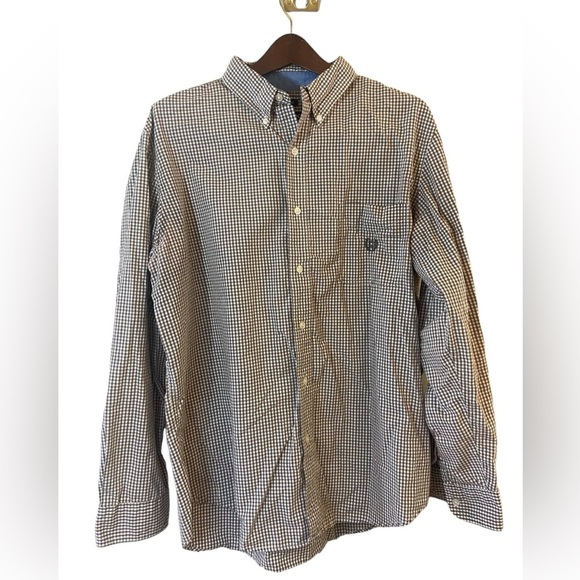 Chaps Brown White Plaid Long Sleeve Button-down Shirt XL - Picture 1 of 5
